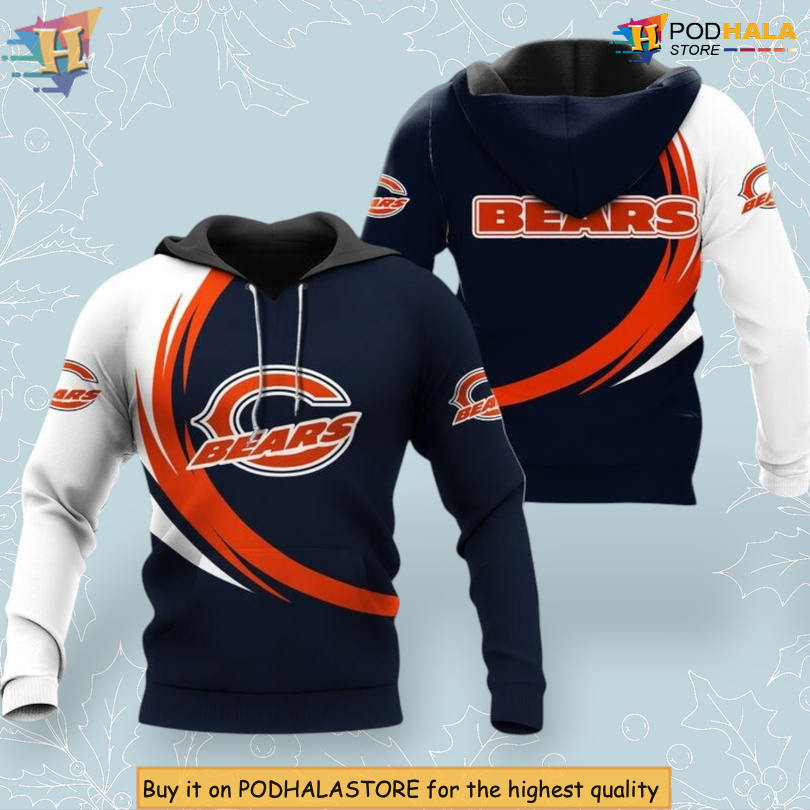 Curved Stripe Design Chicago Bears Christmas Hoodie Holiday Edition