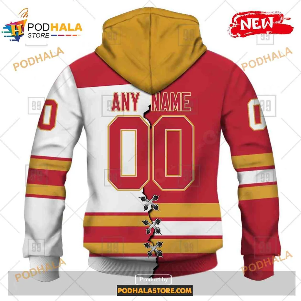 Custom Calgary Flames 3d Hoodie With Personalized Name And Sporty Design