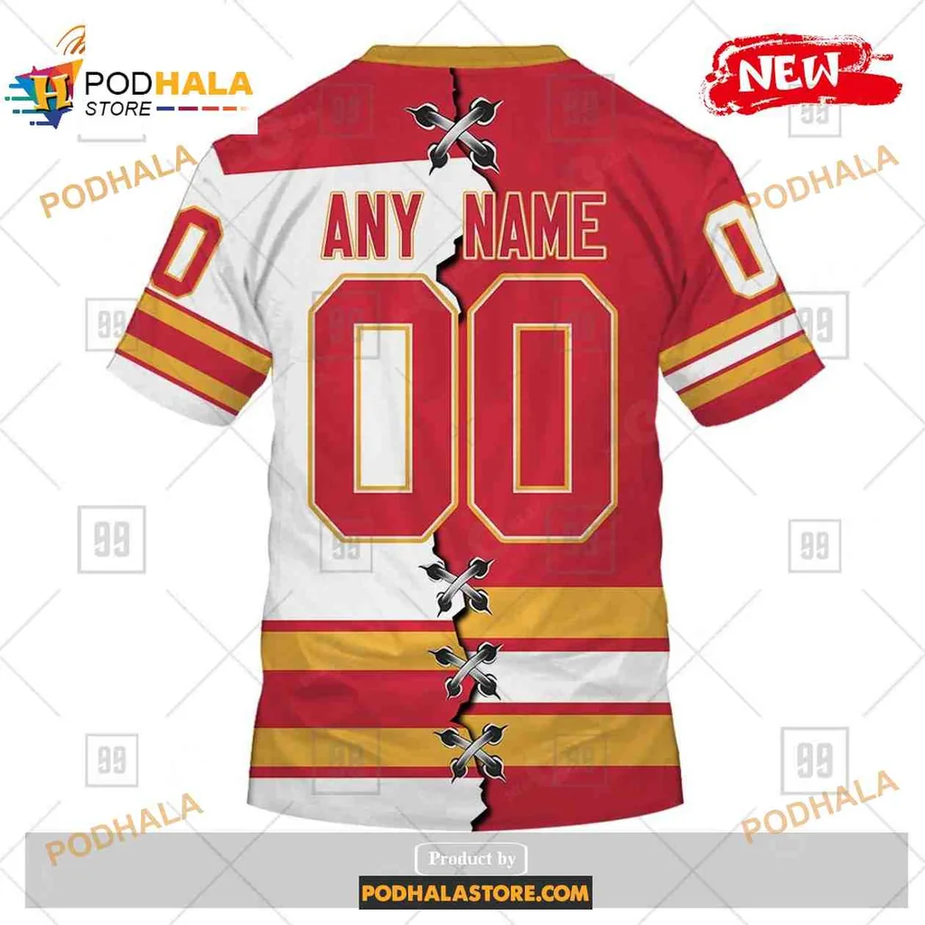 Custom Calgary Flames All Over Print Hoodie With Personalized Name And Sporty Design Custom Calgary Flames All Over Print Hoodie With Personalized Name And Sporty Design