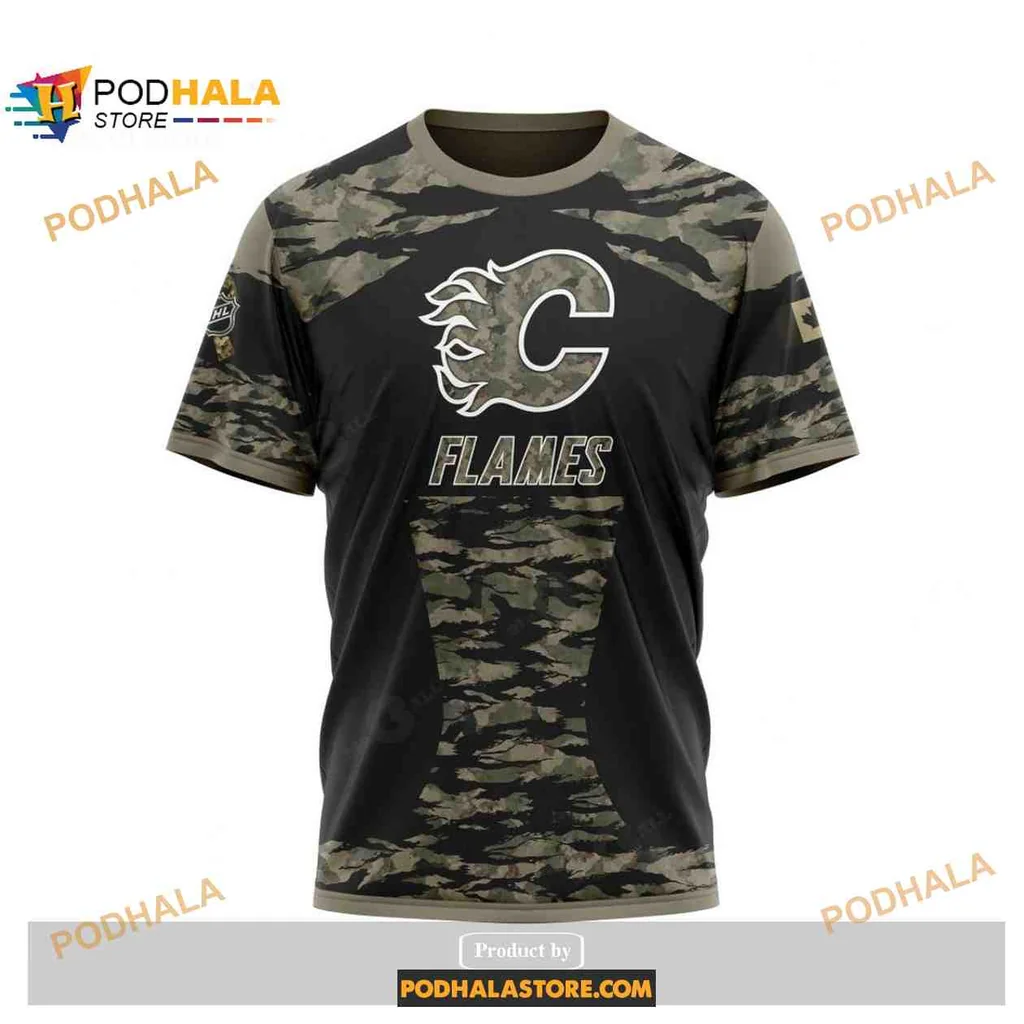 Custom Camouflage Calgary Flames All Over Print Hoodie With Personalized Name And Number Custom Camouflage Calgary Flames All Over Print Hoodie With Personalized Name And Number