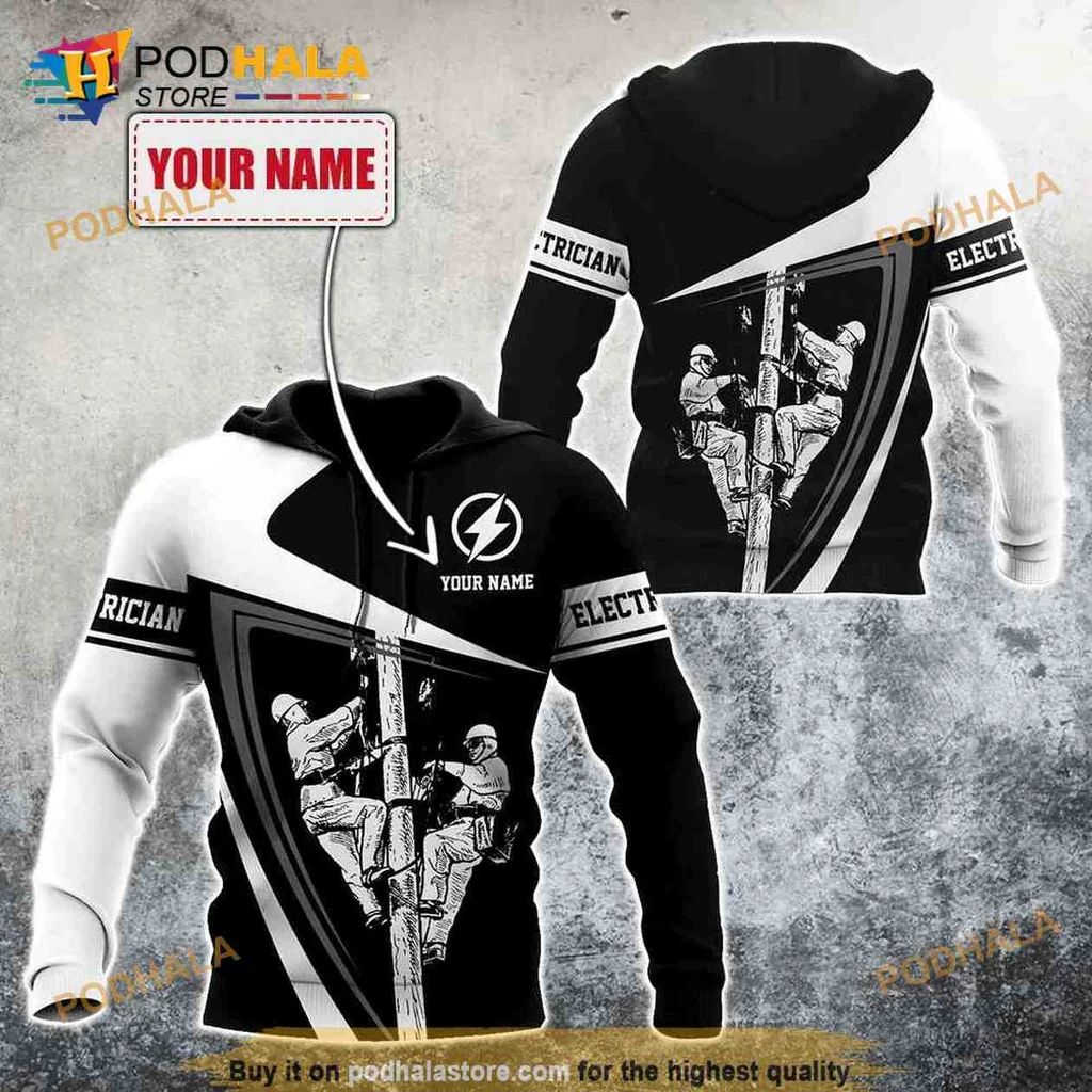 Custom Electrician 3d Hoodie With Personalized Name And Dynamic Design