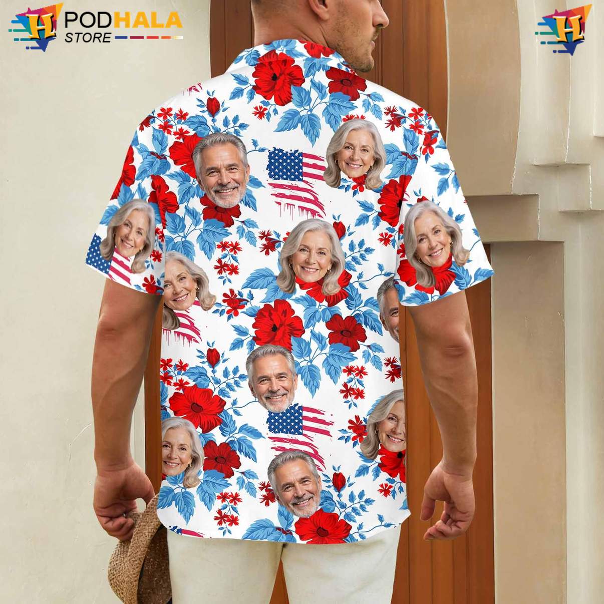 Custom Flag Faces Aloha Shirt Personalized Photo Fourth Of July Outfit Custom Flag Faces Aloha Shirt Personalized Photo Fourth Of July Outfit