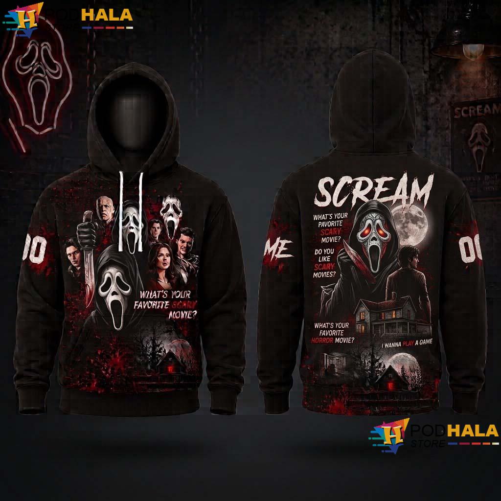 Custom Ghostface Halloween AOP Hoodie Spooky Horror Personalized Name