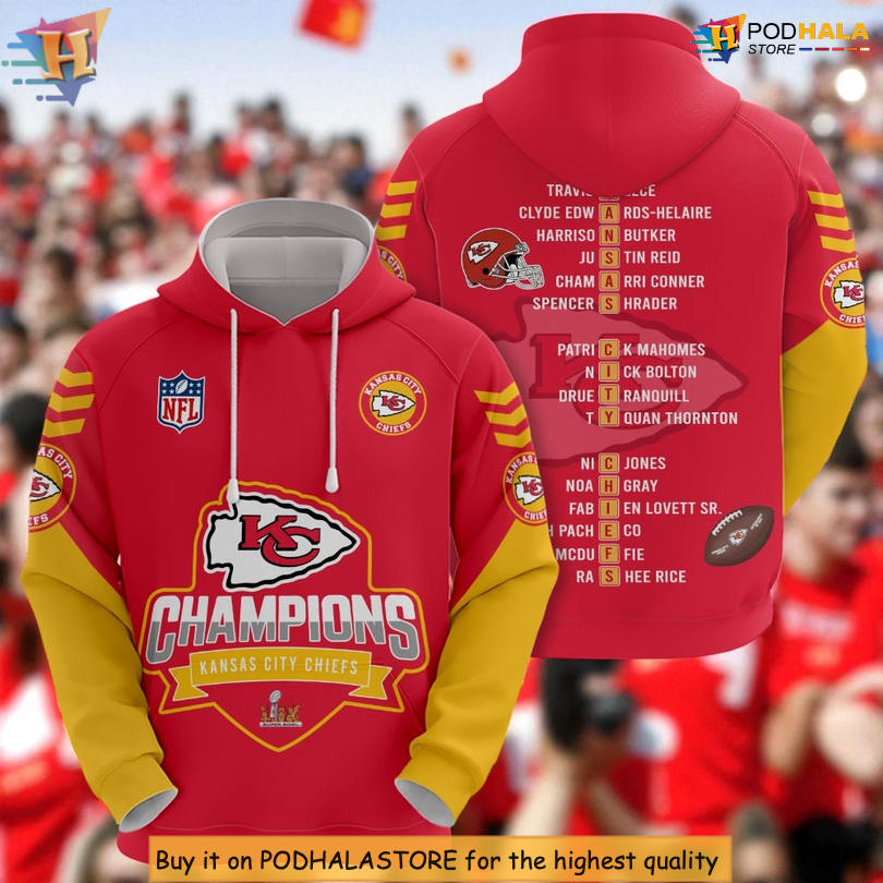 Custom Kansas City Chiefs Hoodie, NFL Apparel, Chris Jones 95 Limited Fashion