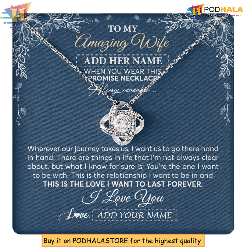 Custom Message To My Amazing Wife Gift Necklace Happy Valentines Day Card Message Promise