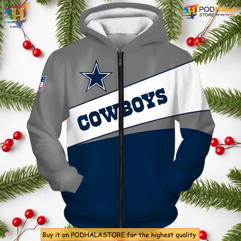Custom Name Dallas Cowboys Hoodie Zip Up 3D NFL Team Fan Edition