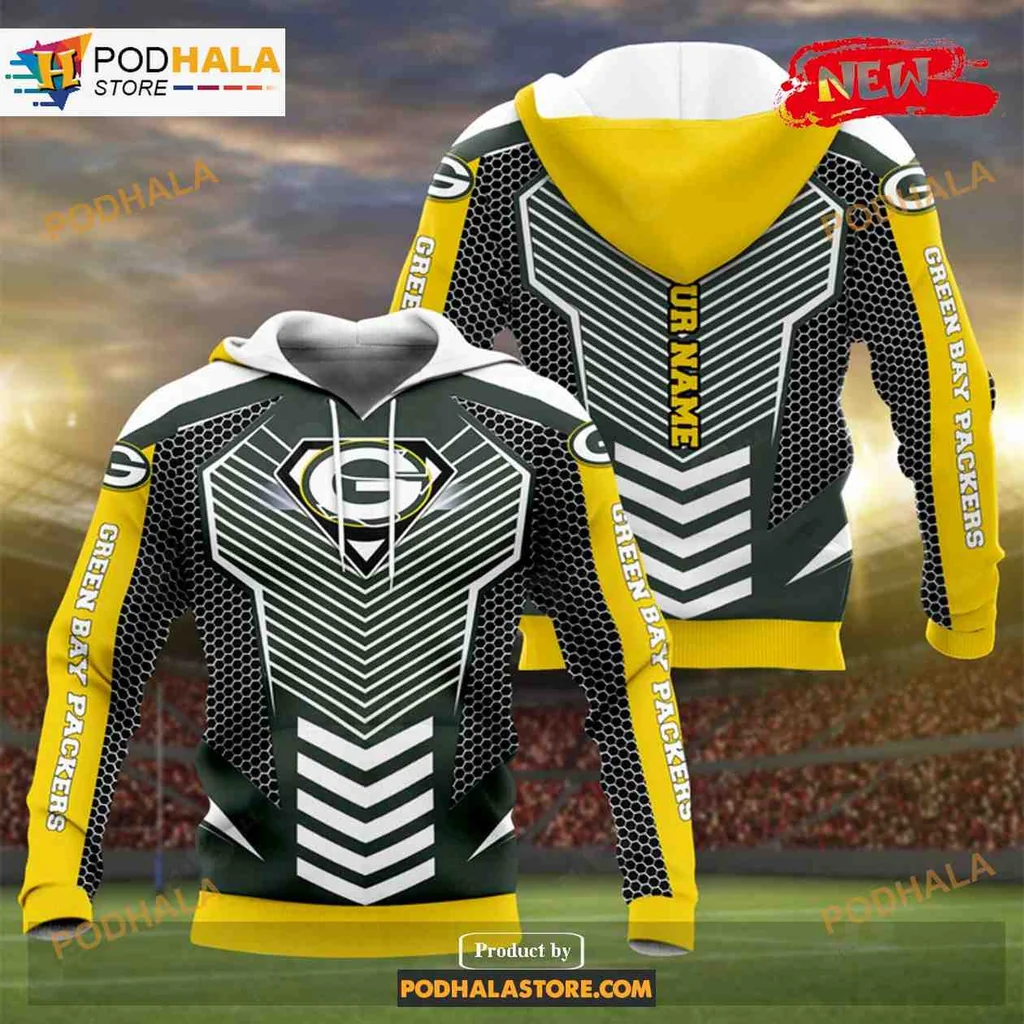 Custom Name Green Bay Packers 3d Hoodie With Bold Team Logo Design