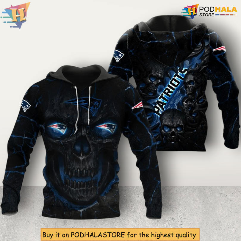 Custom Name Skull Edition New England Patriots Youth Hoodie Zip Up All Over Print Custom Name Skull Edition New England Patriots Youth Hoodie Zip Up All Over Print