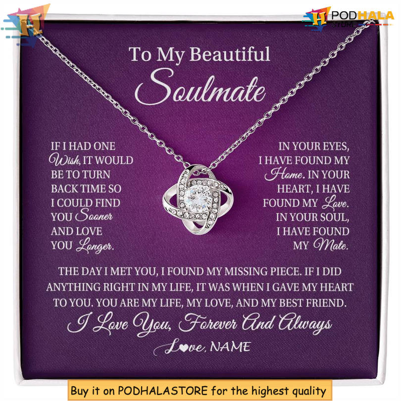 Custom Name To My Beautiful Soulmate Necklace Happy Valentines Day Card Message Future Wife