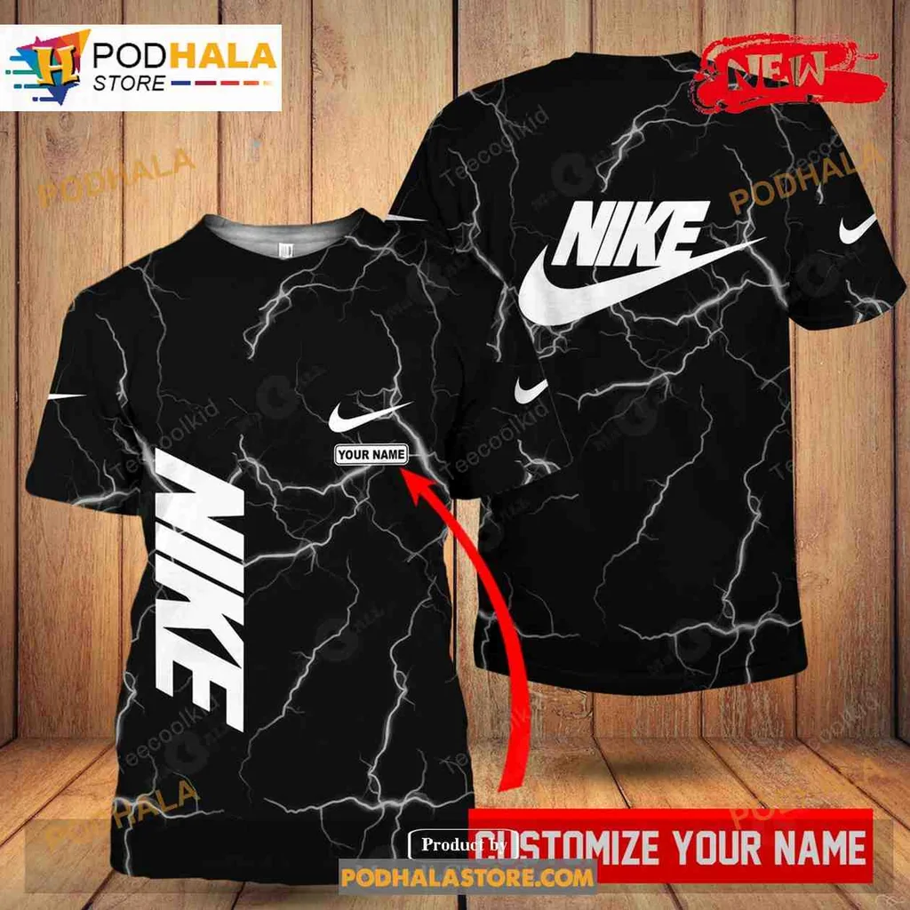 Custom Nike Logo Black All Over Print Hoodie With Your Name Section Custom Nike Logo Black All Over Print Hoodie With Your Name Section