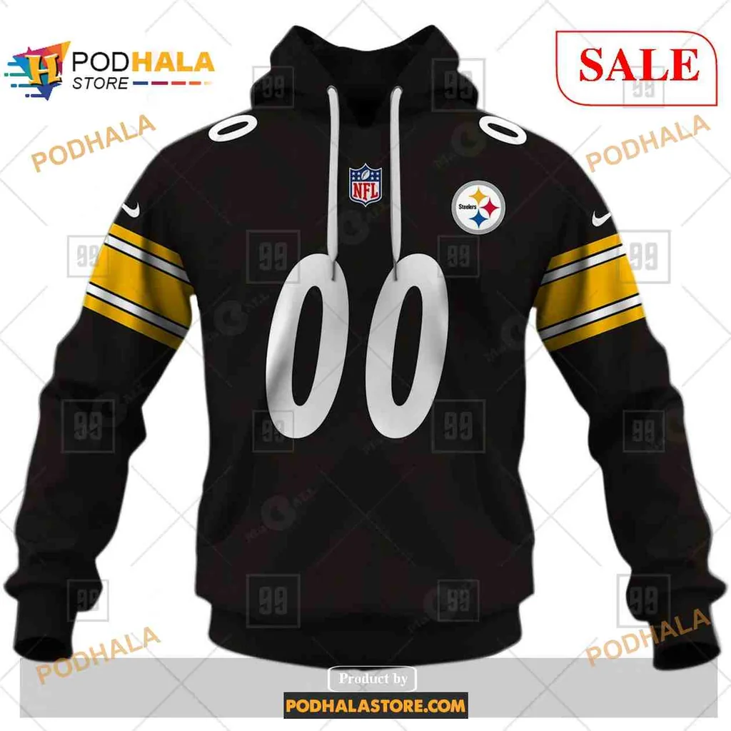 Custom Pittsburgh Steelers 3d Hoodie With Bold Yellow Stripes And Number