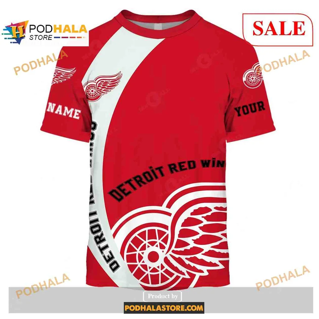 Custom Red Wings Hockey 3D Hoodie With Your Name Personalization Custom Red Wings Hockey 3D Hoodie With Your Name Personalization