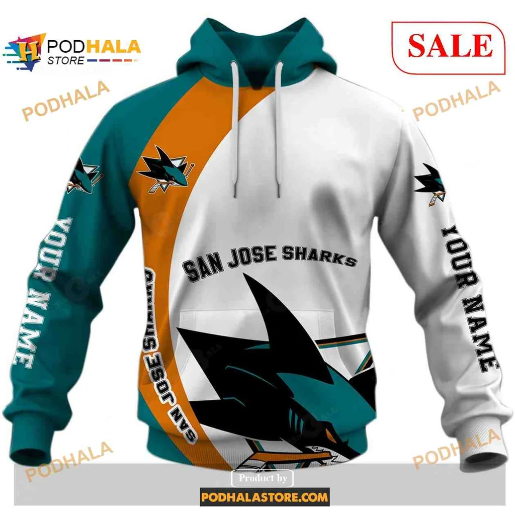 Custom San Jose Sharks 3d Hoodie, Personalized With Your Name And Team Logo