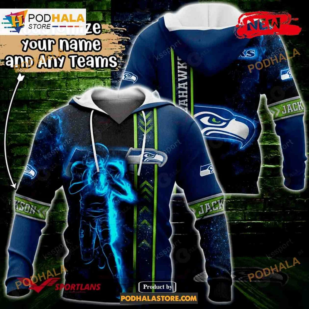 Custom Seattle Seahawks 3d Hoodie With Vibrant Football Player Design