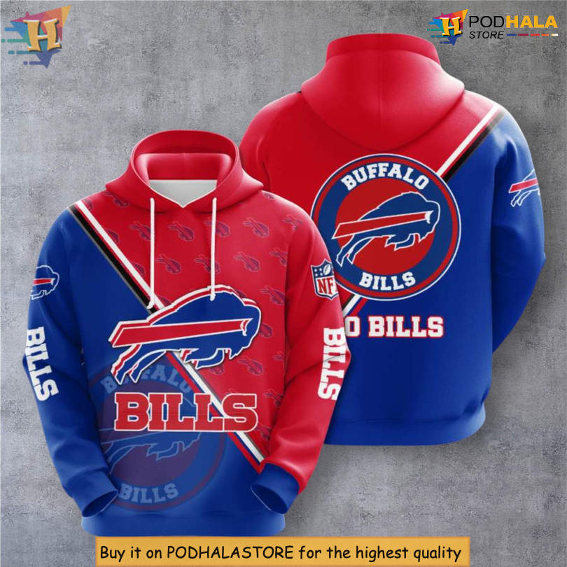 Custom Sports All Over Print Buffalo Bills Pullover Hoodie NFL 3D Edition