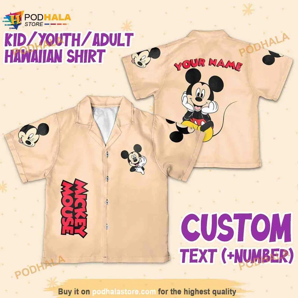 Customizable Mickey Mouse Hawaiian Shirt With Playful Design