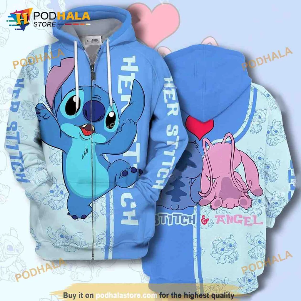 Cute Alien Love All Over Print 3d Hoodie With Heart Motifs