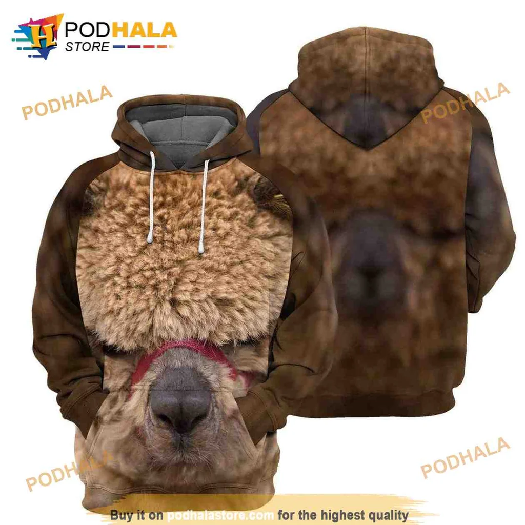 Cute Alpaca 3d Hoodie Featuring Lifelike Face And Textured Fur