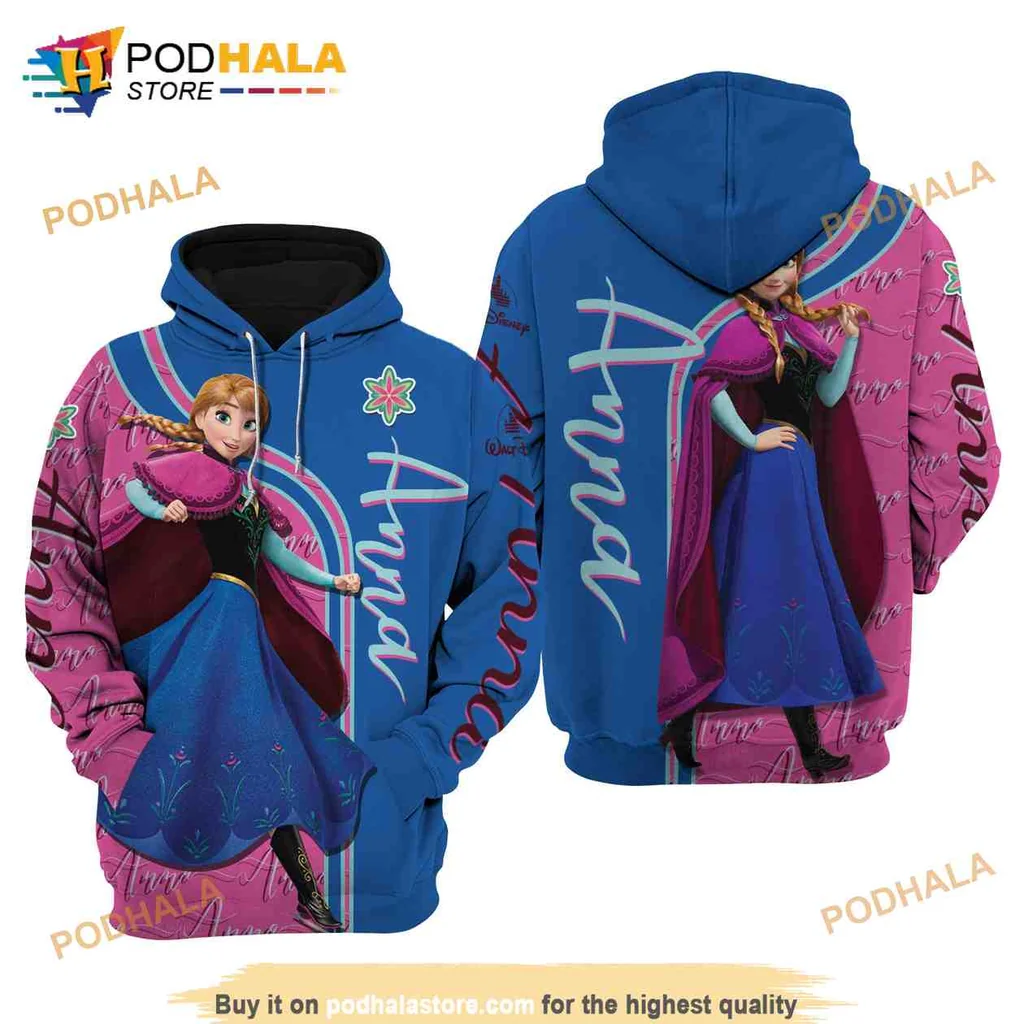 Cute Anna Frozen 3d Hoodie Featuring Colorful Design And Whimsical Style
