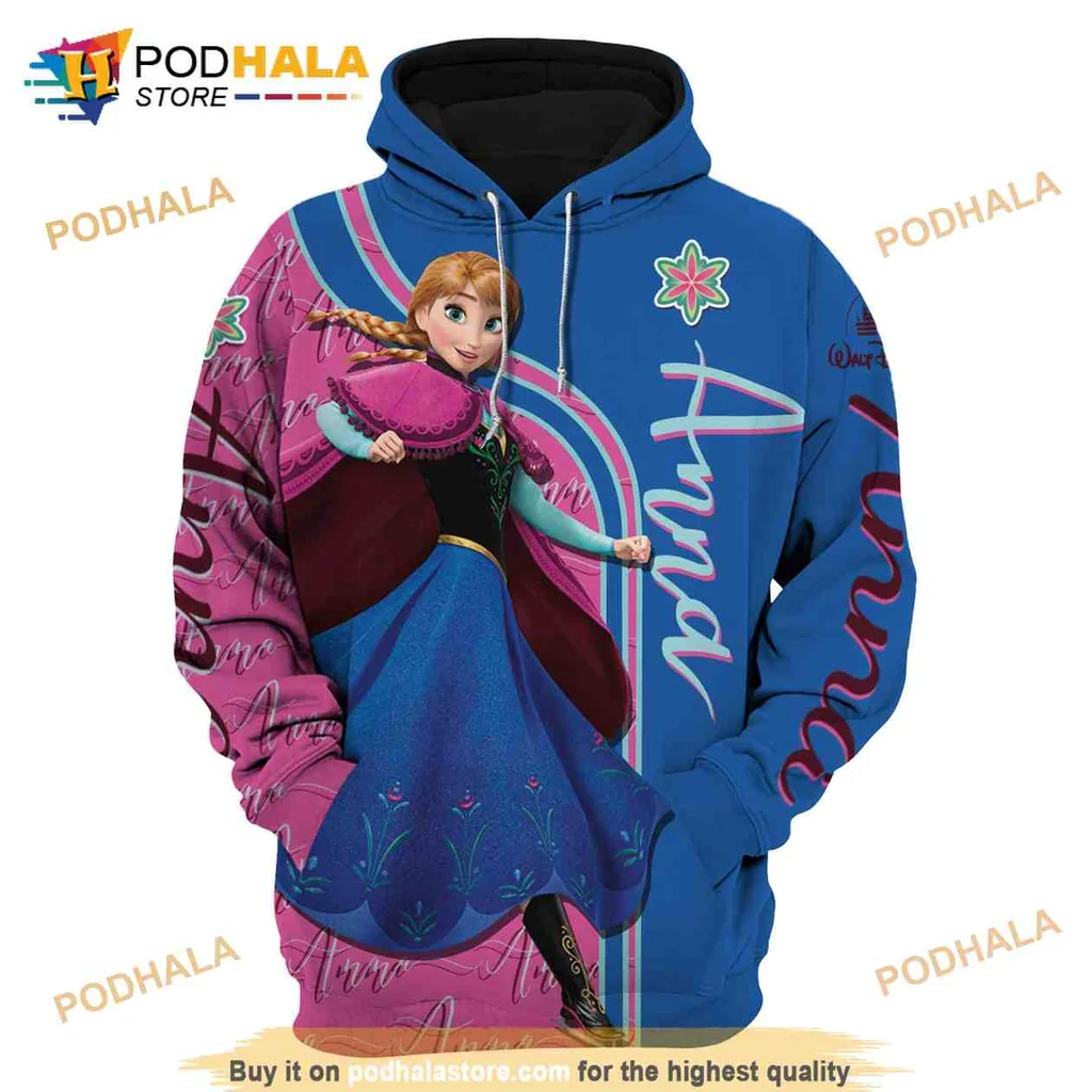 Cute Anna Frozen AOP Hoodie Featuring Colorful Design And Whimsical Style Cute Anna Frozen AOP Hoodie Featuring Colorful Design And Whimsical Style