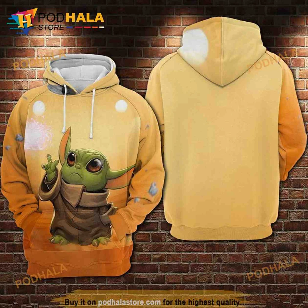 Cute Baby Yoda 3d Hoodie With Adorable Graphic And Warm Background