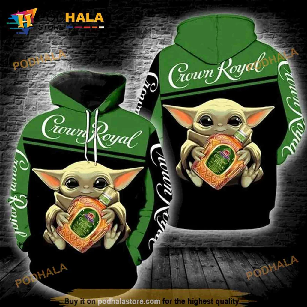 Cute Baby Yoda Crown Royal 3d Hoodie With Colorful Design