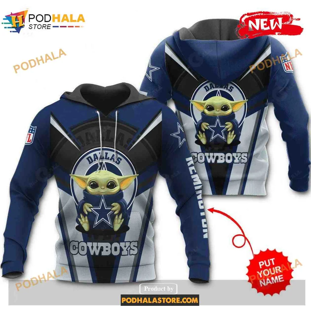 Cute Baby Yoda Dallas Cowboys 3d Hoodie Featuring Fun Character Design