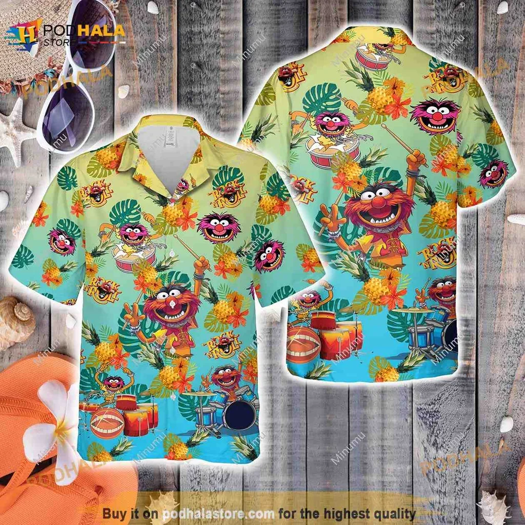 Cute Cartoon Animal Hawaiian Shirt With Lively Tropical Print