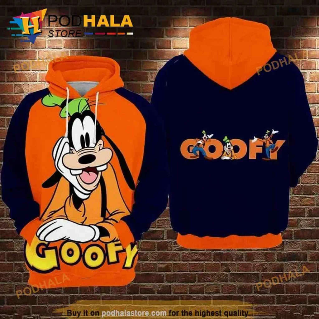 Cute Cartoon Dog 3d Hoodie With Bright Orange Background
