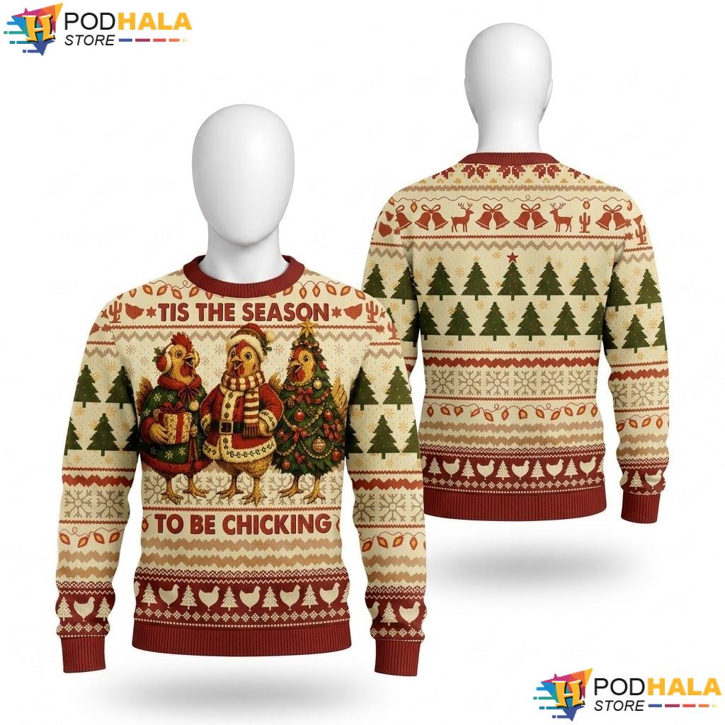 Cute Chicken Cheerful Holiday Sweater Festive Christmas Pullover Apparel