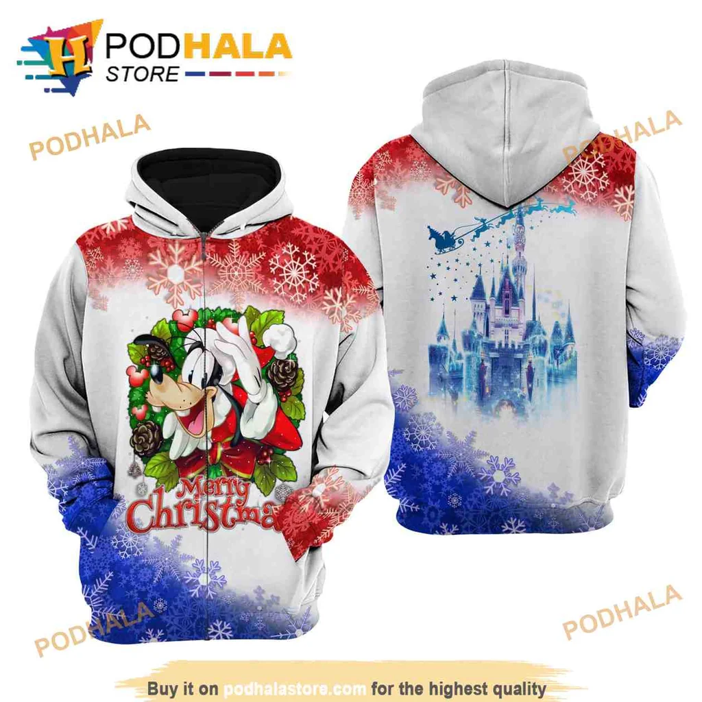 Cute Christmas Dog 3d Hoodie With Santa Hat And Colorful Ornaments