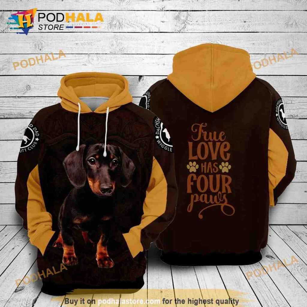 Cute Dachshund Dog Lover 3d Hoodie With Realistic Graphic Design