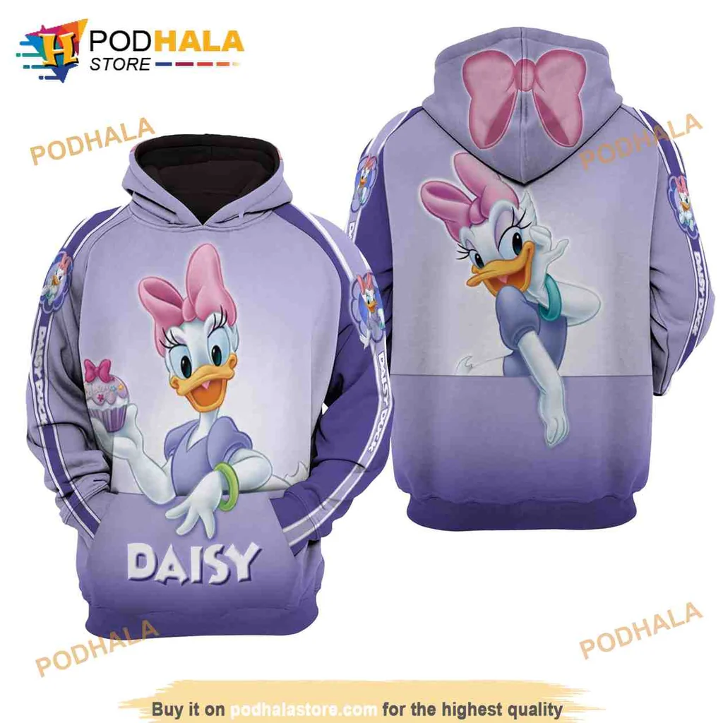 Cute Daisy Duck 3d Hoodie With Playful Design And Bold Letters