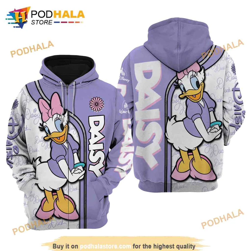 Cute Daisy Duck Graphic 3d Hoodie With Playful Design And Bold Letters