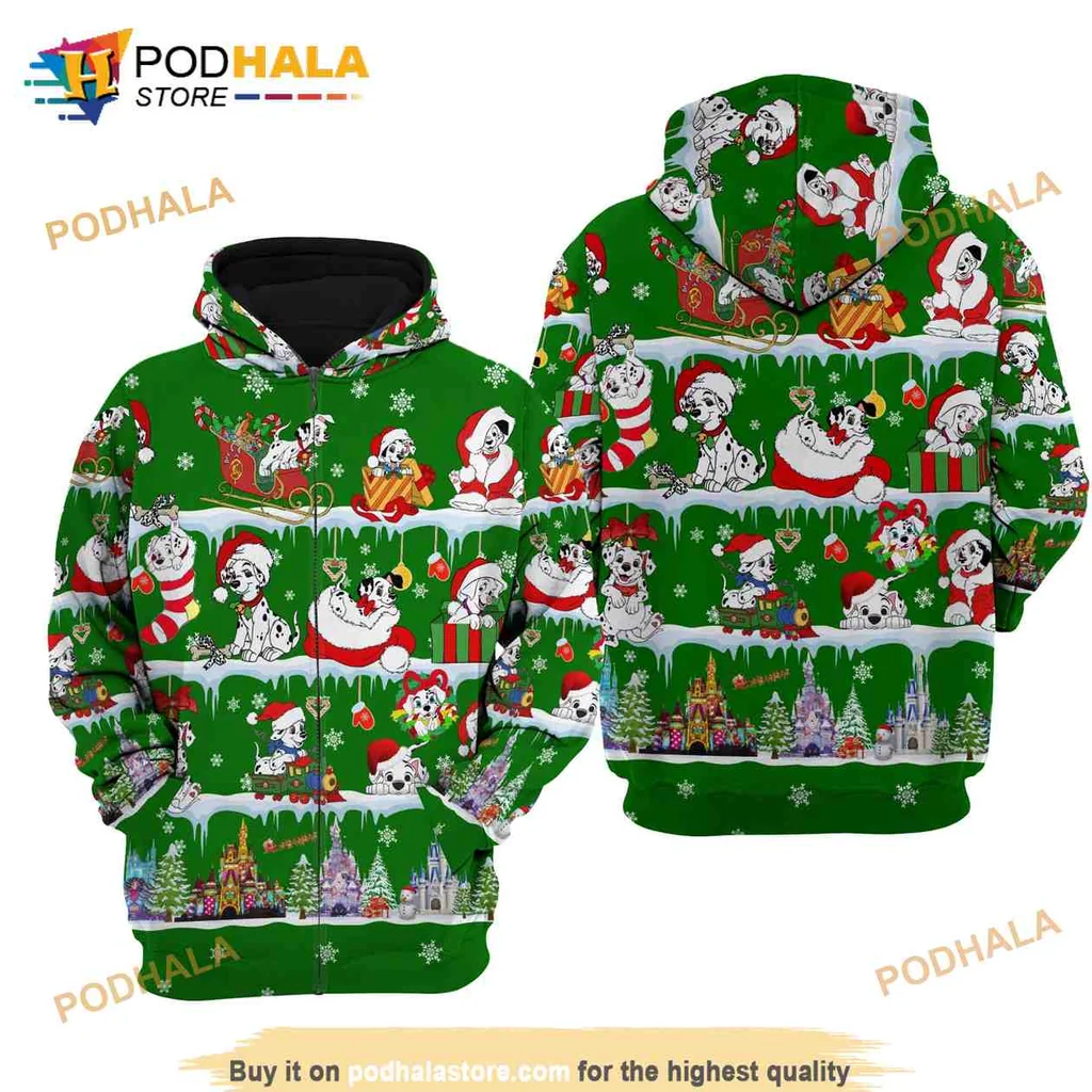 Cute Dalmatian Puppies Christmas 3d Hoodie With Festive Holiday Design