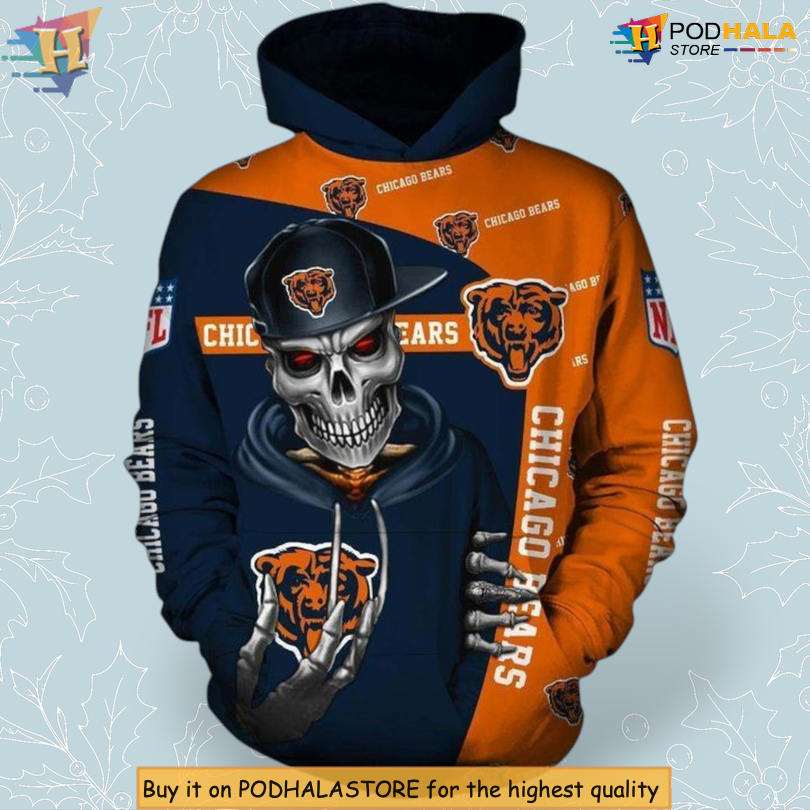 Cute Death Artwork Chicago Bears Vintage Hoodie Creative 3D Design