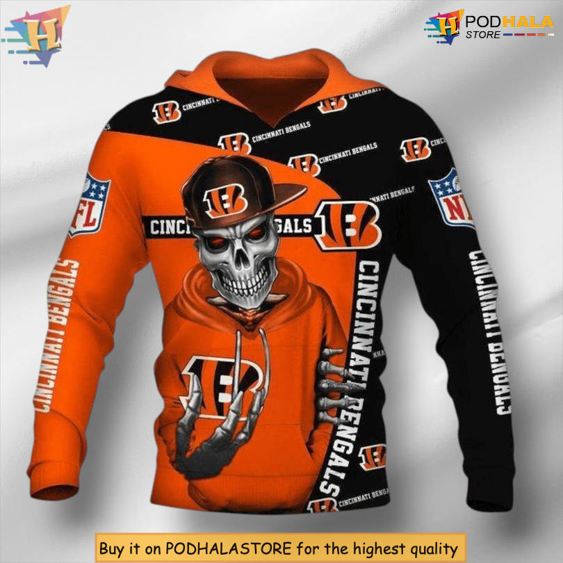 Cute Death Illustration Cincinnati Bengals Personalized 3D Hoodie Gift for Fans