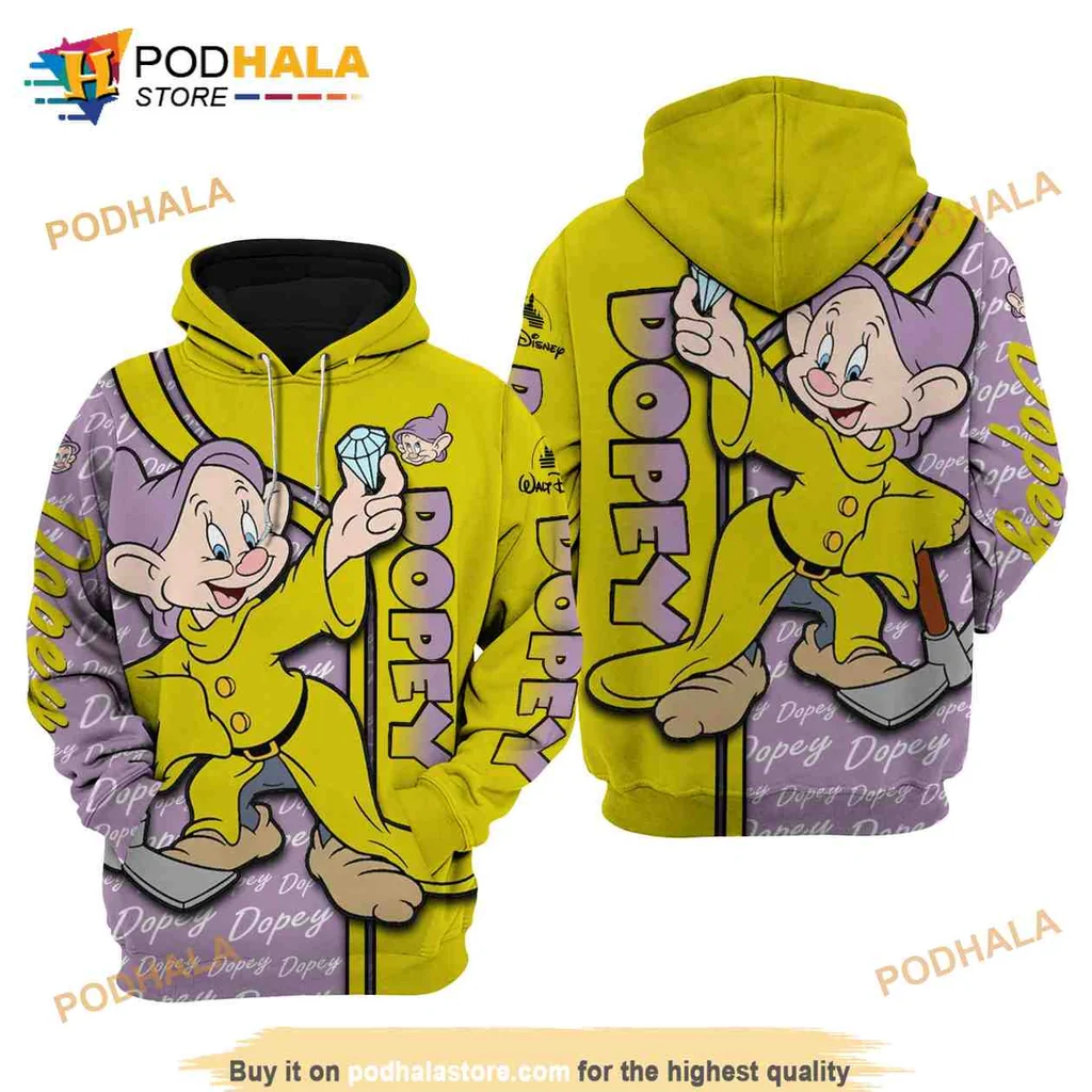 Cute Dopey Dwarf 3d Hoodie With Playful Design And Colorful Background