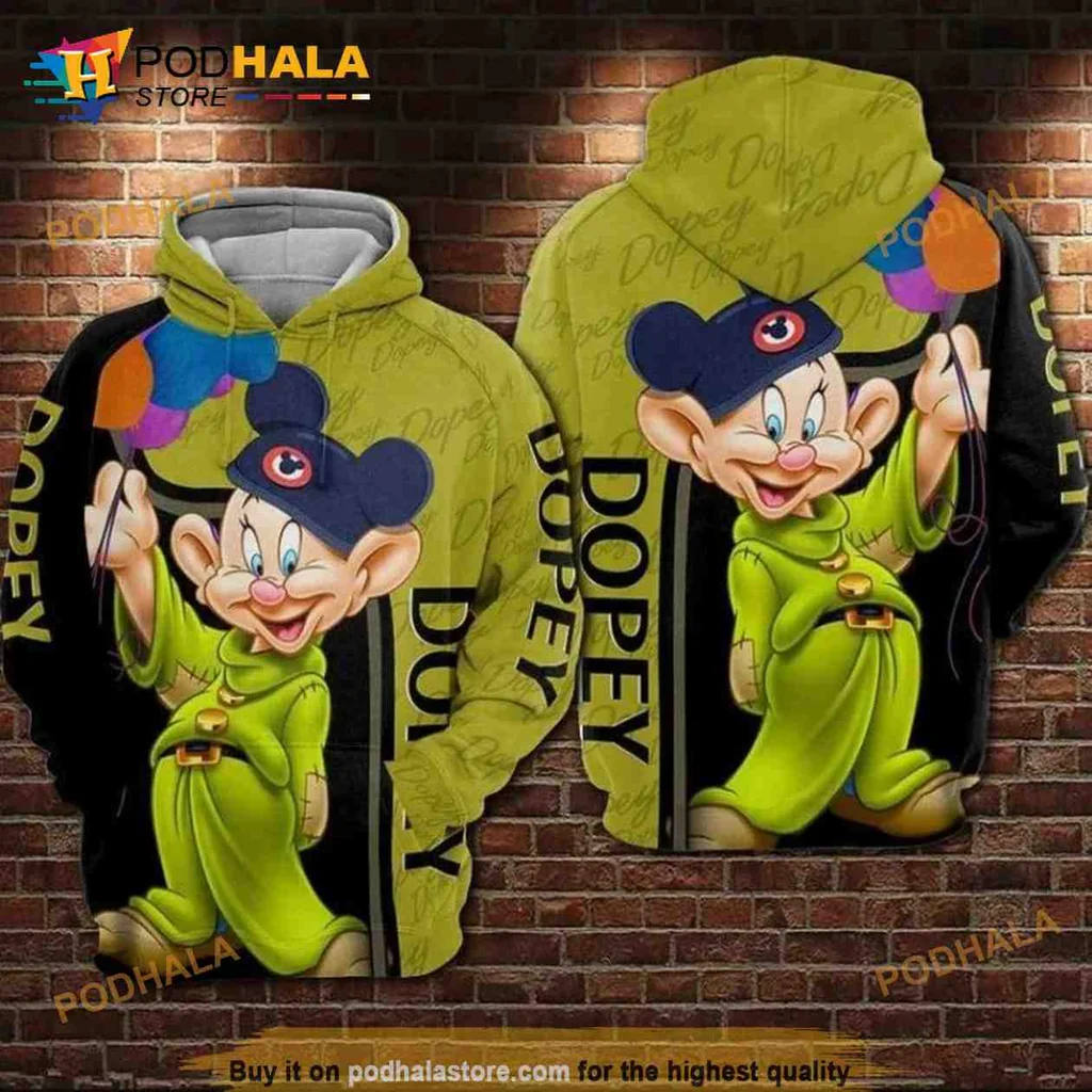 Cute Dopey Snow White 3d Hoodie With Colorful Balloons Design