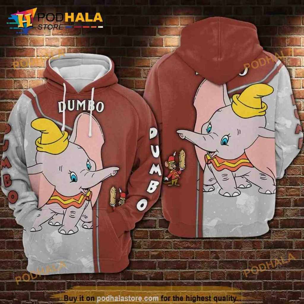 Cute Dumbo 3d Hoodie Featuring Playful Cartoon Design With Timothy Q Mouse