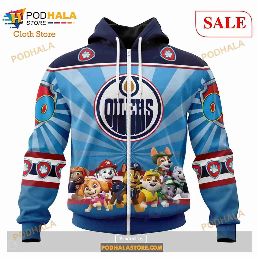 Cute Edmonton Oilers Paw Patrol All Over Print Hoodie With Cartoon Characters Cute Edmonton Oilers Paw Patrol All Over Print Hoodie With Cartoon Characters