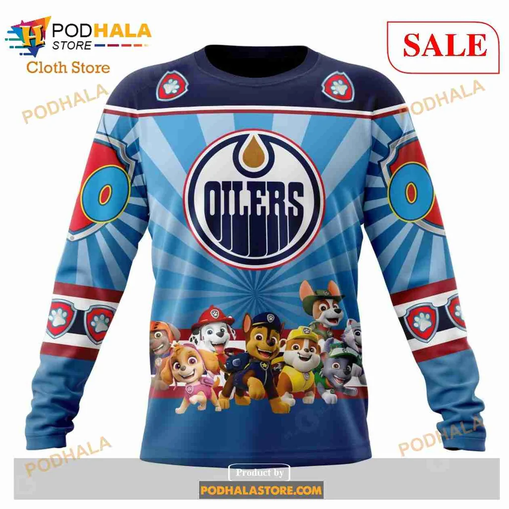 Cute Edmonton Oilers Paw Patrol 3D Print Hoodie With Cartoon Characters Cute Edmonton Oilers Paw Patrol 3D Print Hoodie With Cartoon Characters