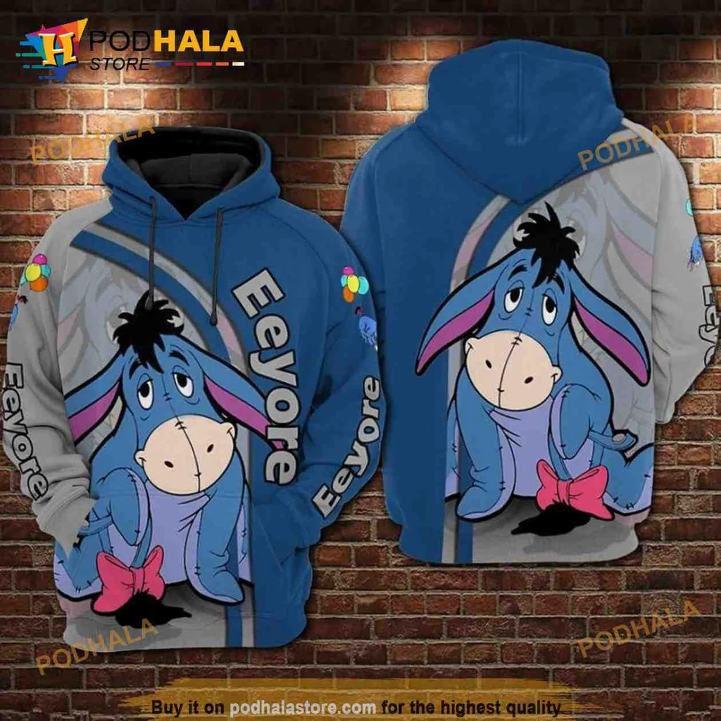 Cute Eeyore Cartoon 3d Hoodie Featuring Whimsical Design And Nostalgic Colors