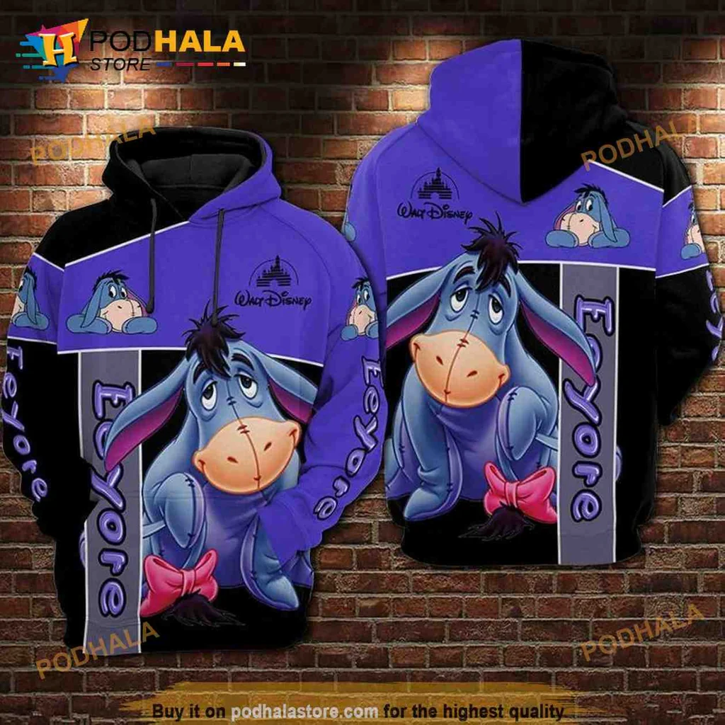 Cute Eeyore Disney All Over Print 3d Hoodie Featuring Whimsical Design