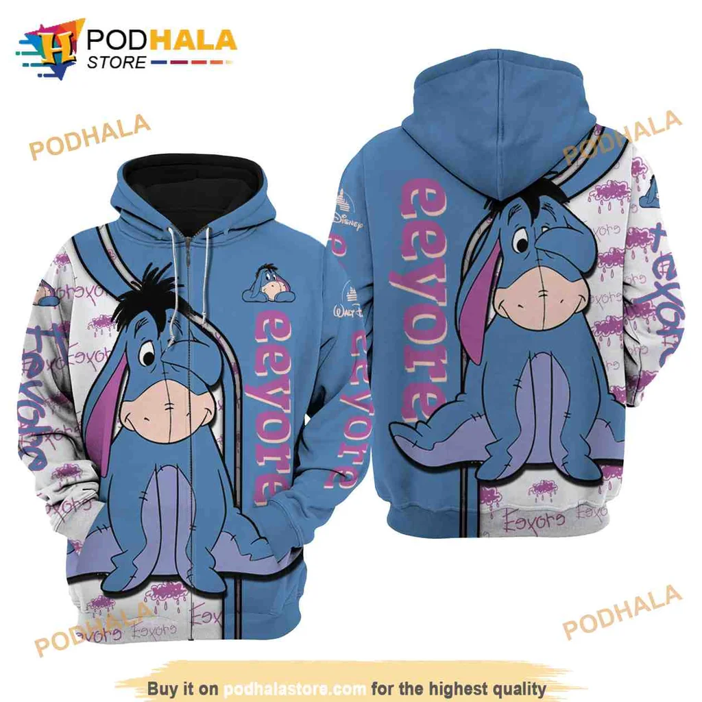 Cute Eeyore Graphic 3d Hoodie With Playful Cartoon Design