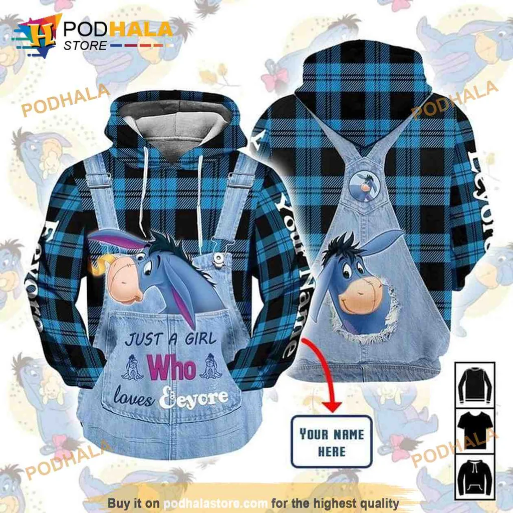 Cute Eeyore Lover 3d Hoodie, Just A Girl Who Loves Eeyore Design