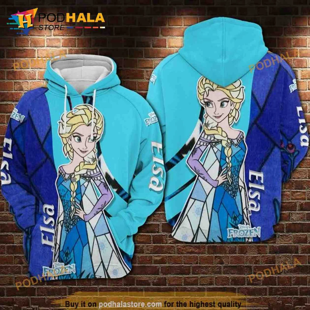 Cute Elsa Frozen Character 3d Hoodie With Ice Crystal Design
