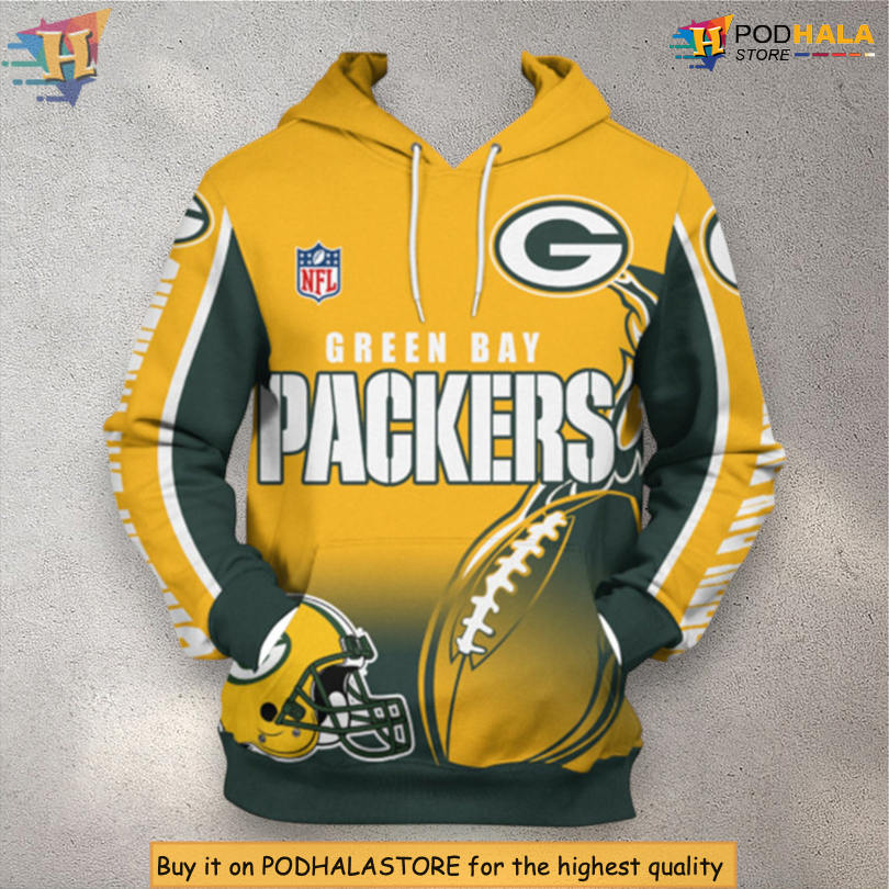 Cute Flame Balls Artwork Green Bay Packers Hoodie 3D Zip Hoodie Gifts For Fans
