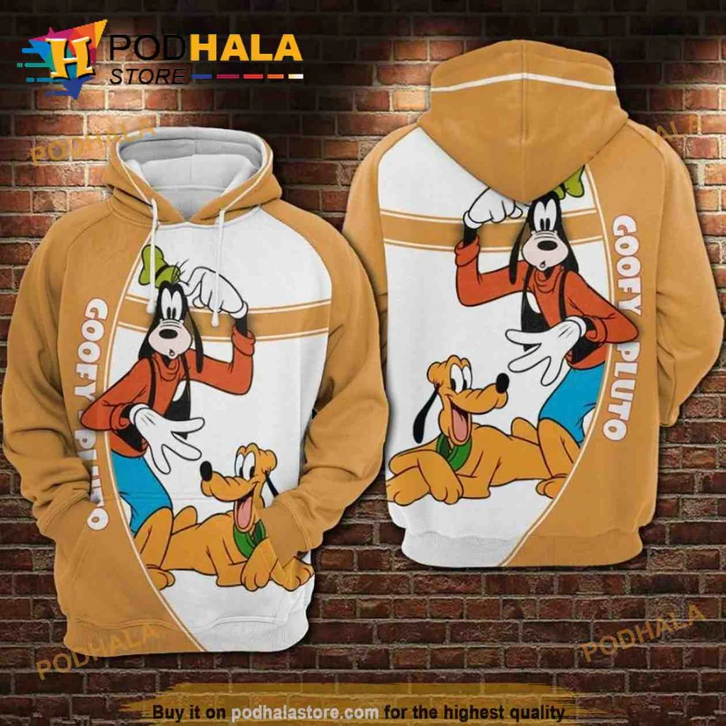 Cute Goofy And Pluto 3d Hoodie Featuring Playful Cartoon Design