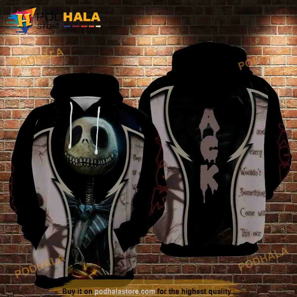 Cute Jack Skellington Halloween 3d Hoodie With Spooky Elements